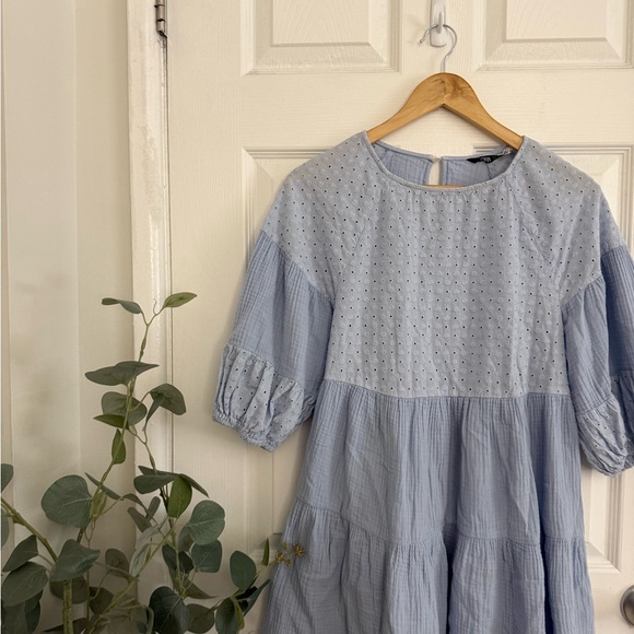 Zara Light Blue Mini Swing Dress NWOT - Picture 5 of 7